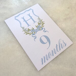 Watercolor Monogram Crest Baby Milestone Cards | Baby Shower Gift ...