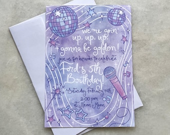 Pop Karaoke Birthday Invitation | Gonna Be Golden Birthday | Singing Disco Balls Party Invite