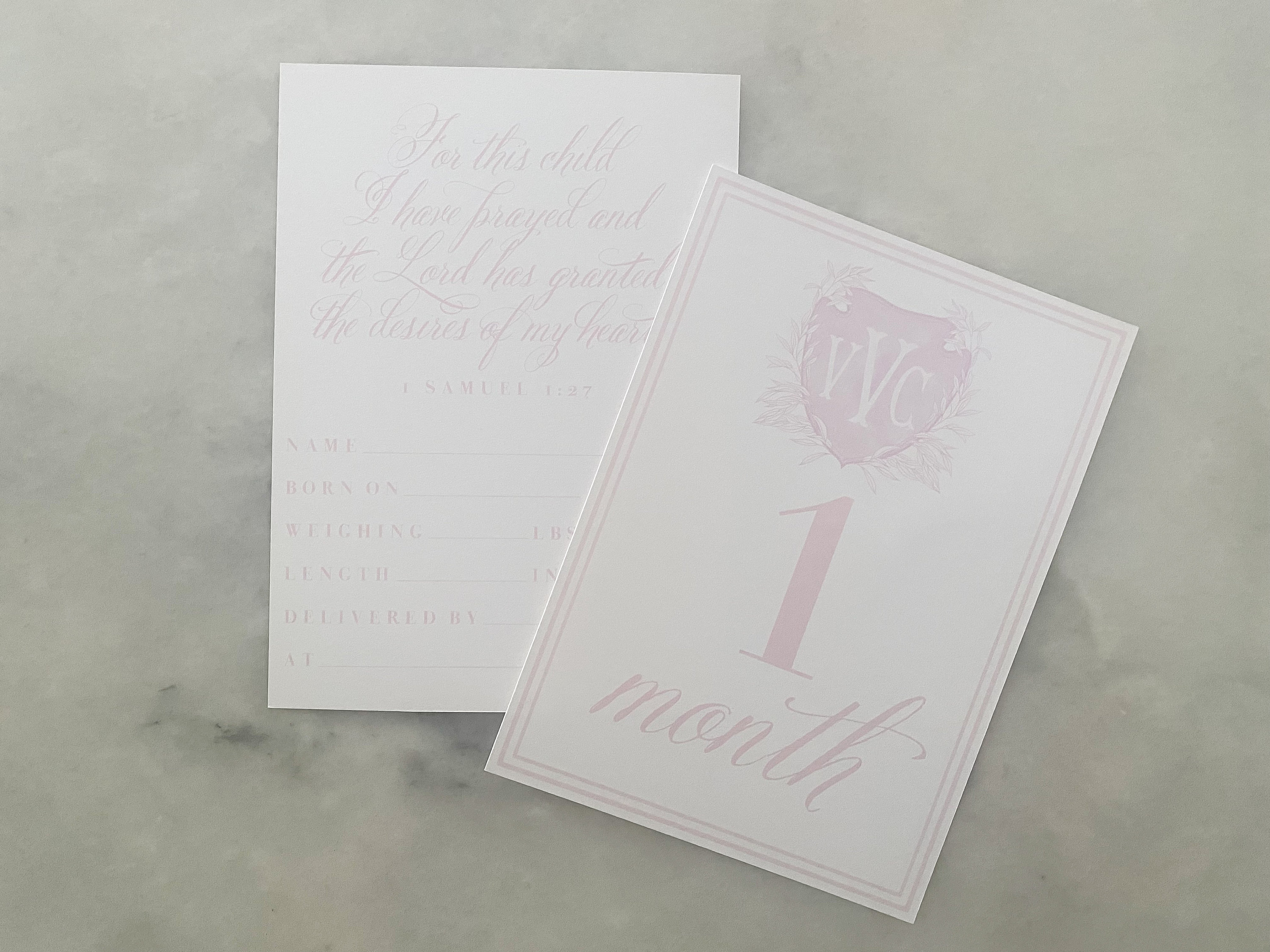 Watercolor Monogram Crest Baby Milestone Cards | Baby Shower Gift ...