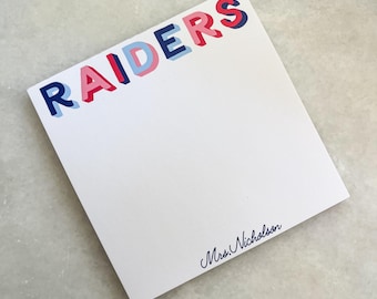 Teacher Back to School Notepad | Teachers Gift | Colorful Mascot Custom Notepads | 5.5 x 5.5"