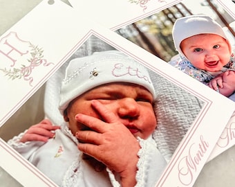 Pink Crest First Birthday Photo Banner | Baby Milestone Cards | Personalized Pink Photo Keepsakes