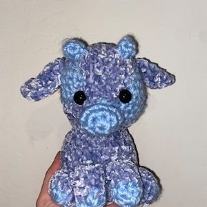 Blue Velvet Crochet Cow