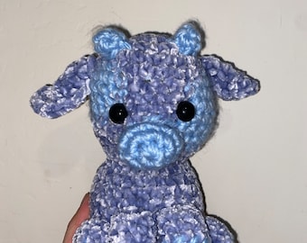 Blue Velvet Crochet Cow