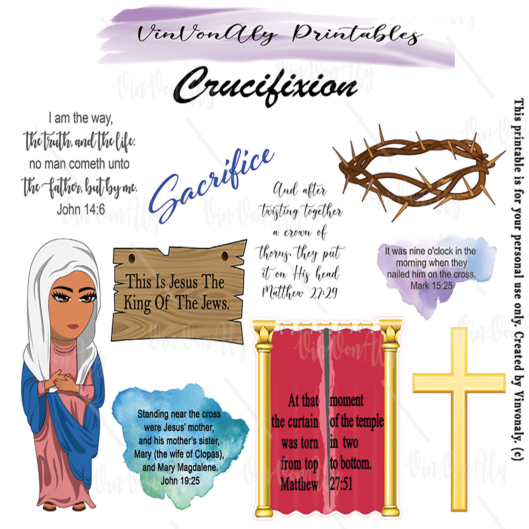 Jesus' Crucifixion Printable Bible Journaling - Etsy
