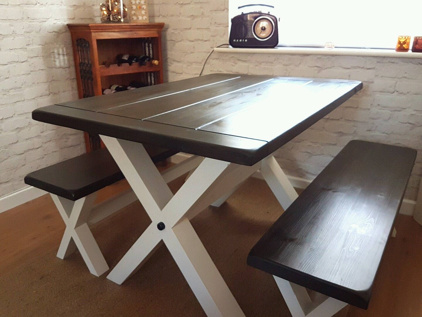 Solid Thick Wood FARMHOUSE TABLE and/or BENCHES Cross/X Legs Etsy