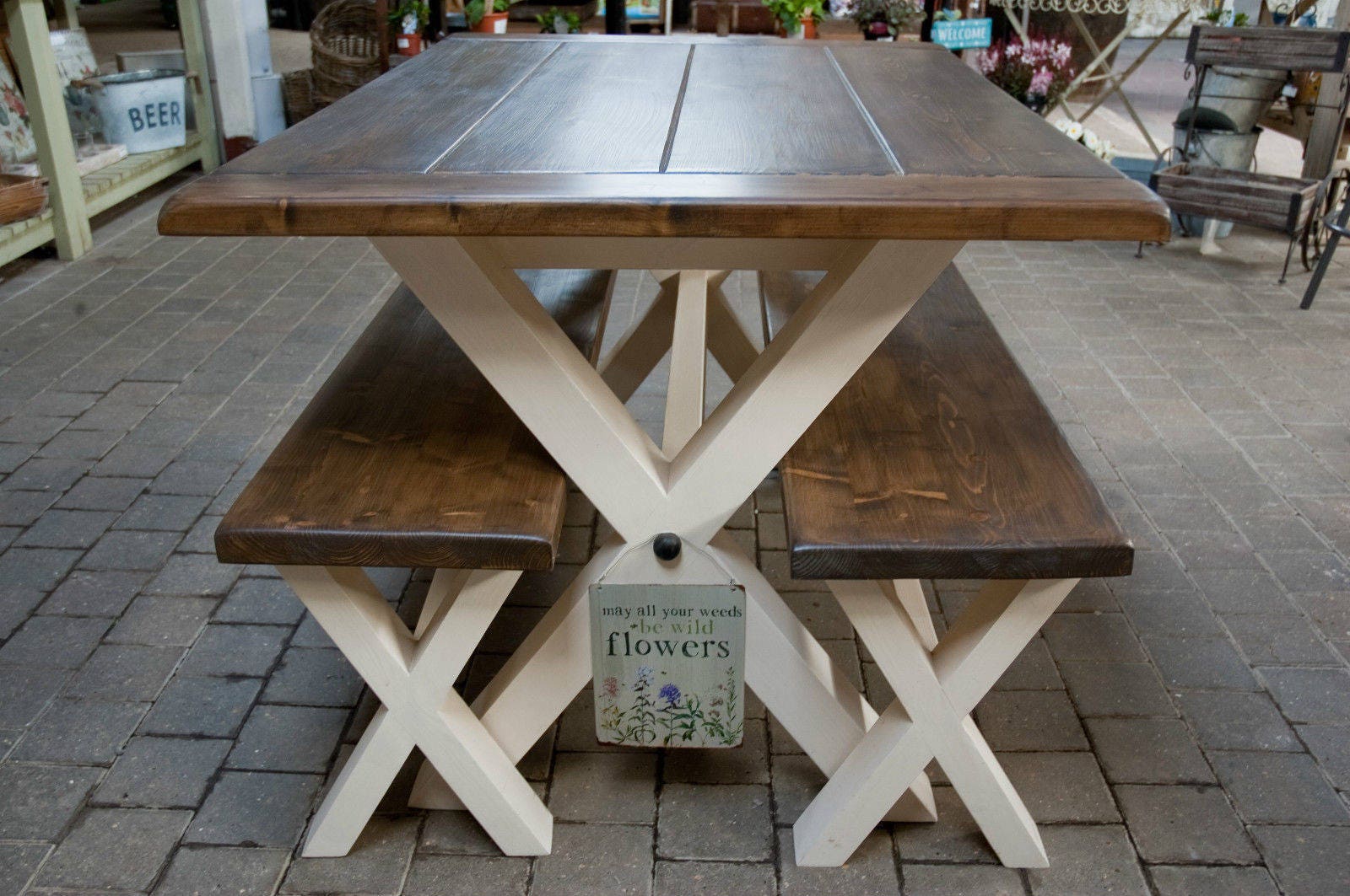 Solid Thick Wood FARMHOUSE TABLE and/or BENCHES Cross/X Legs Etsy