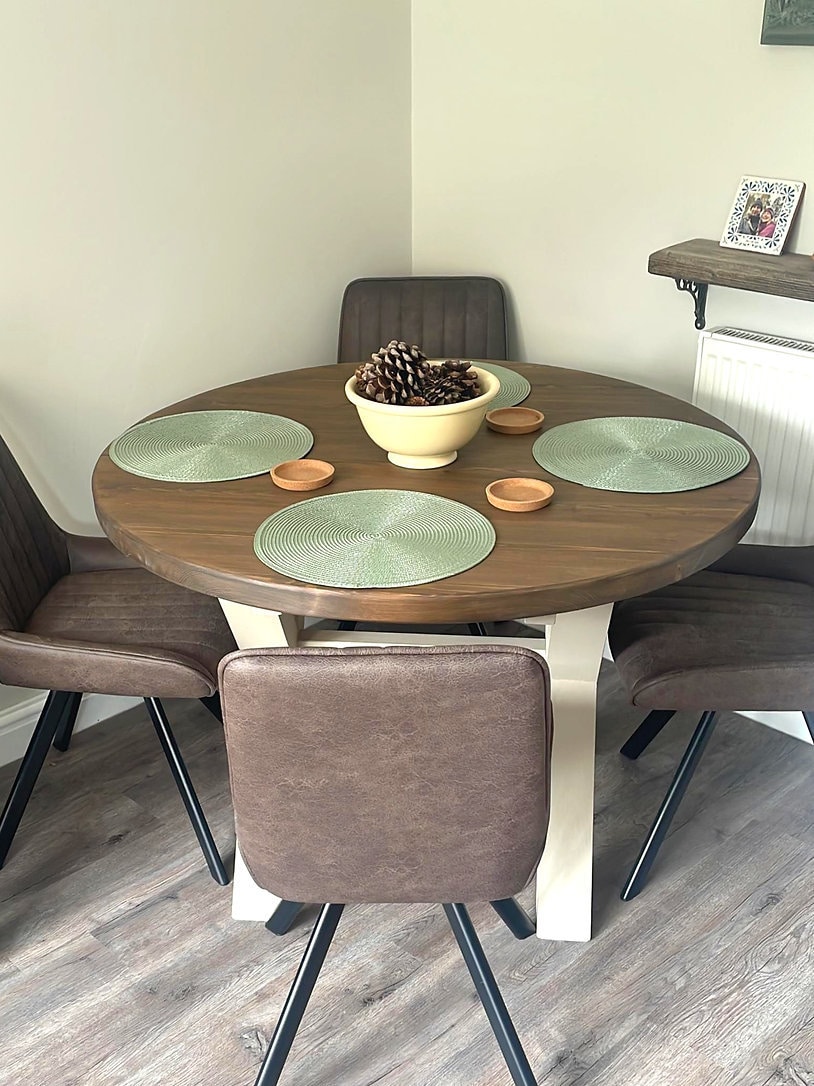 Solid Wood Round Dining Table - Etsy UK