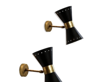 Diabolo wall lamp from the 50s black stilnovo style