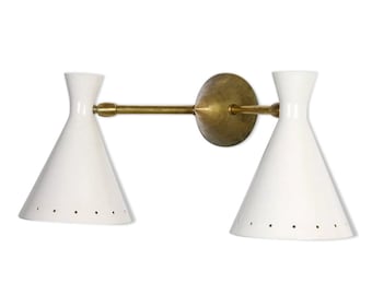 Italian double wall light from the 50s stilnovo style White