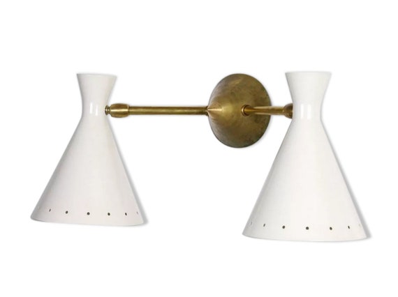 Double wall sconce wall Italian 50s style black stilnovo Double wall sconce wall Italian 50s style black stilnovo