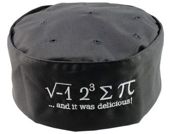 I Ate Some Pi And It Was Delicious Embroidery on an Adjustable Restaurant Style Black Pillbox Hat, A Pi Hat Like No Other!