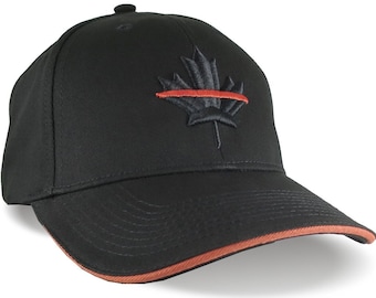 Canada Canadian Orange Line Search and Rescue Black Maple Leaf 3D Puff Embroidery Adjustable Soft Structured Baseball Cap with Name Options