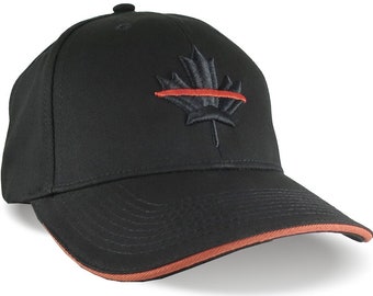 Canada Canadian Orange Line Search and Rescue Black Maple Leaf 3D Puff Embroidery Adjustable Soft Structured Baseball Cap with Name Options