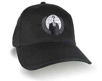 Anonymous Logo Embroidery on an Adjustable Black Soft Structured Classic Style Cap Fashion with Options to Personalize The Hat