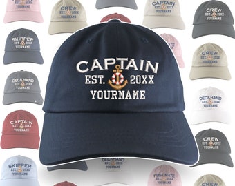 Custom Personalized Captain First Mate Skipper Deckhand Crew Embroidery Selection of 9 Adjustable Unstructured Baseball Caps Dad Hat +Option