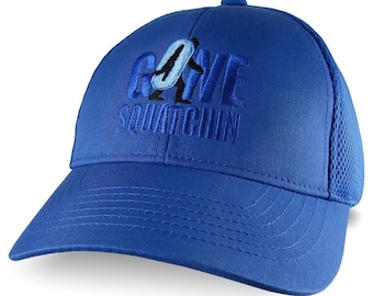 Bigfoot Sasquatch Embroidery on an Adjustable Royal Blue Structured Sporty Mesh Ball Cap