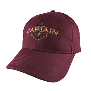 Personalized Captain Star Anchor Embroidery Adjustable Burgundy Red Soft Structured Fashion Baseball Cap + Options to Personalize Side Back