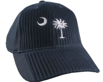 South Carolina State Flag Embroidery on an Adjustable Navy Blue Structured Premium Cotton Twill Fashion Baseball Cap