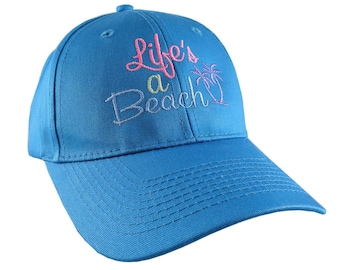 Life's a Beach Multicolored Embroidery on an Adjustable Structured Sky Blue Casual Baseball Cap