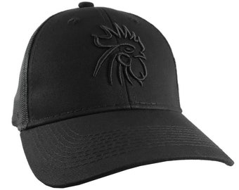 lucky rooster whiskey trucker hat