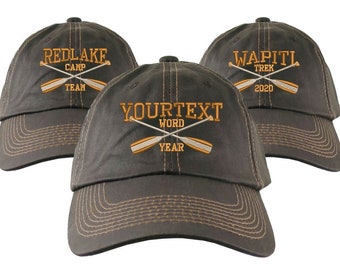 Personalized Crossed Paddles Embroidery Your Text on an Adjustable Unstructured Weathered Brown Classic Style Full Fit Cap Great Outdoors