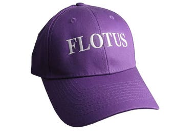 FLOTUS Typography First Lady of the United States Melania Trump Style White Embroidery on an Adjustable Structured Purple Baseball Cap