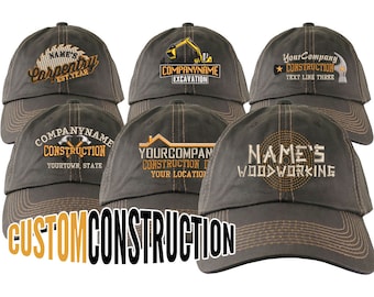 Construction Renovation Contractor Trade Embroidery on an Adjustable Brown Unstructured Baseball Cap with Options to Personalize Your Hat