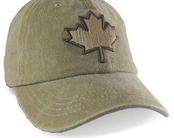 Khaki Beige Canadian Canada Maple Leaf Baseball Cap Small to Medium Fit