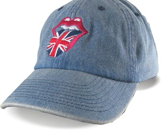 UK Flag Rock N Roll Embroidery DJ Classic Low Profile Denim Cap - Options to Personalize