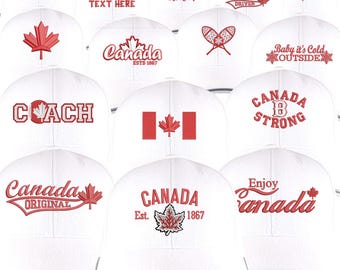Canadian Style Embroidery Design Collection on an Adjustable White Soft Structured Classic Baseball Cap with Custom Personalization Options