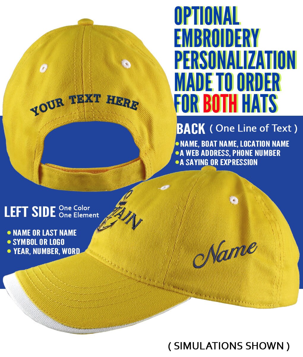 Nautical Star Golden Anchor Captain First Mate Embroidery 2