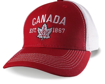 Maple Leaf Embroidery Trucker Cap: Canada Heritage 1867