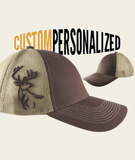 Custom Personalized White Tail Deer 3D Puff Embroidery on Adjustable Full  Fit Brown Trucker Cap With Your Choice of Front Decors Hunting Hat -   Ireland