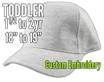 Toddler Size 1.5 to 2yr Custom Personalized Embroidery Decoration on a Light Grey Soft Structured Baseball Cap Options Personalize Side+Back