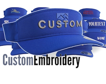 Custom Embroidery for an Adjustable Structured Low Profile Sporty Royal Blue Yupoong 110 Fashion Sun Visor Cap Your Text Name or Your Logo