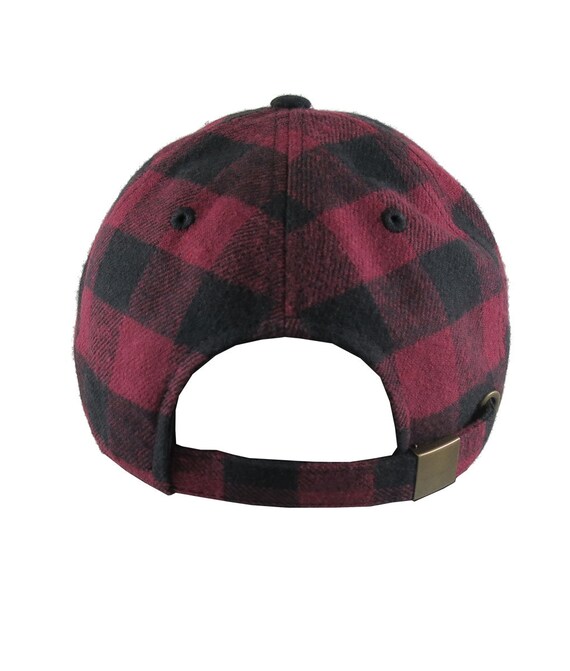 Custom Embroidery on a Burgundy Red Buffalo Check Plaid Soft