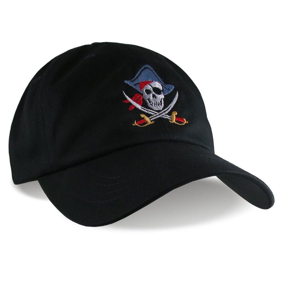 Skull & Crossbones Pirate Baseball Cap - Adjustable Trucker Dad Hat For Men & Women, Black - View #9