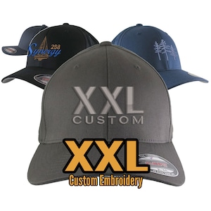 Custom Embroidery Your Text on an Oversized Double XL Fitted Structured XXL Yupoong Model 6277 Classic Baseball Cap with Colors and Options