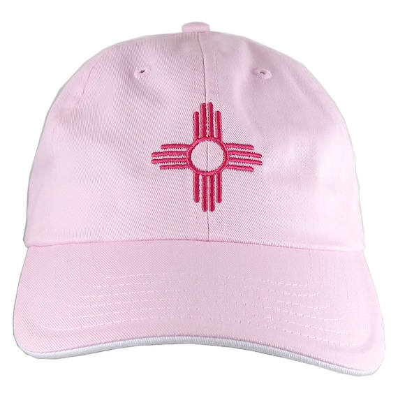 New Mexico Zia Symbol Embroidery on an Adjustable Light Pink