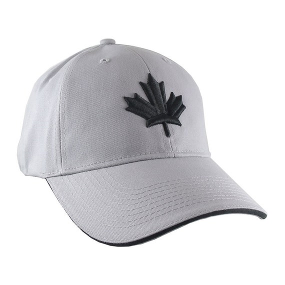 Canada Canadian Black Maple Leaf 3D Puff Embroidery Adjustable Light Silver Structured Baseball Cap With Options to Personalize Side Back Etsy Israel