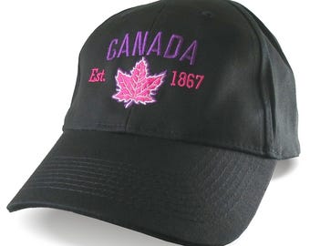 Retro Canada Maple Leaf Embroidered Baseball Cap - Adjustable Black Cotton