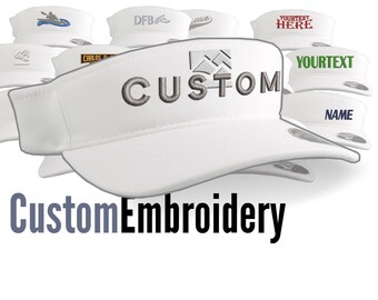Custom Embroidery for an Adjustable Structured Low Profile Sporty White Yupoong 110 Fashion Sun Visor Cap Your Text Name or Your Logo