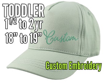 Toddler Size 1.5 to 2yr Custom Personalized Embroidery Decoration on a Mint Green Soft Structured Baseball Cap Options Personalize Side+Back