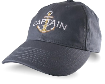 Embroidered Captain Star Anchor Baseball Cap: Personalized Nautical Crew Gift