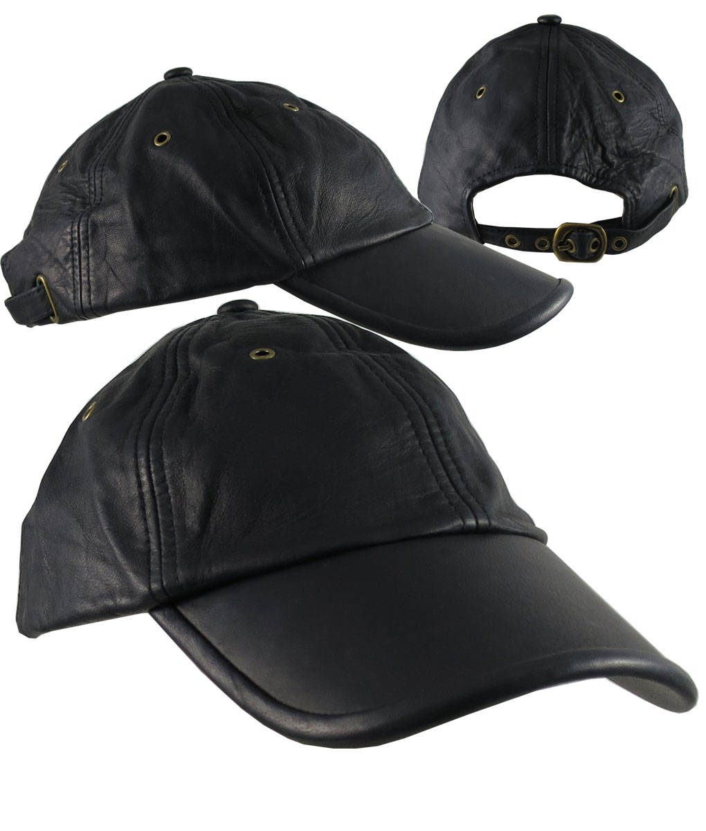 black leather dad hat