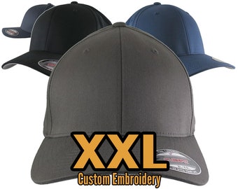 Custom Embroidery Your Text on an Oversized Double XL Fitted Structured XXL  Yupoong Model 6277 Classic Baseball Cap With Colors and Options - Etsy