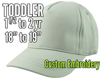 Toddler Size 1.5 to 2yr Custom Personalized Embroidery Decoration on a Mint Green Soft Structured Baseball Cap Options Personalize Side+Back