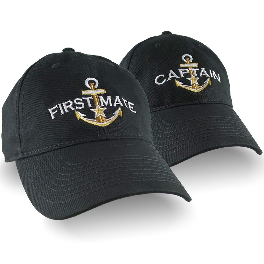 Captain First Mate Embroidered Baseball Caps: Nautical Anchor