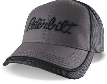 Peterbilt Trucker Mesh Cap: 3D Embroidery, Graphite Grey