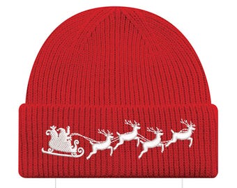 Canadian Theme Collection Custom Embroidery Designs on a Premium Cuff Beanie in Red